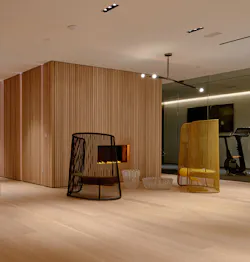 Oak Linaire, from Duchateau's Linaire Collection, was used in a Los Angeles home. Oak Linaire, from Duchateau's Linaire Collection, was used in a Los Angeles home.