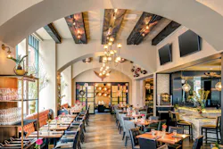 The Fin Point Oyster Bar & Grille located in The Dagny Boston serves seafood and has a raw bar and ocean-to-table plates. The Fin Point Oyster Bar & Grille located in The Dagny Boston serves seafood and has a raw bar and ocean-to-table plates.