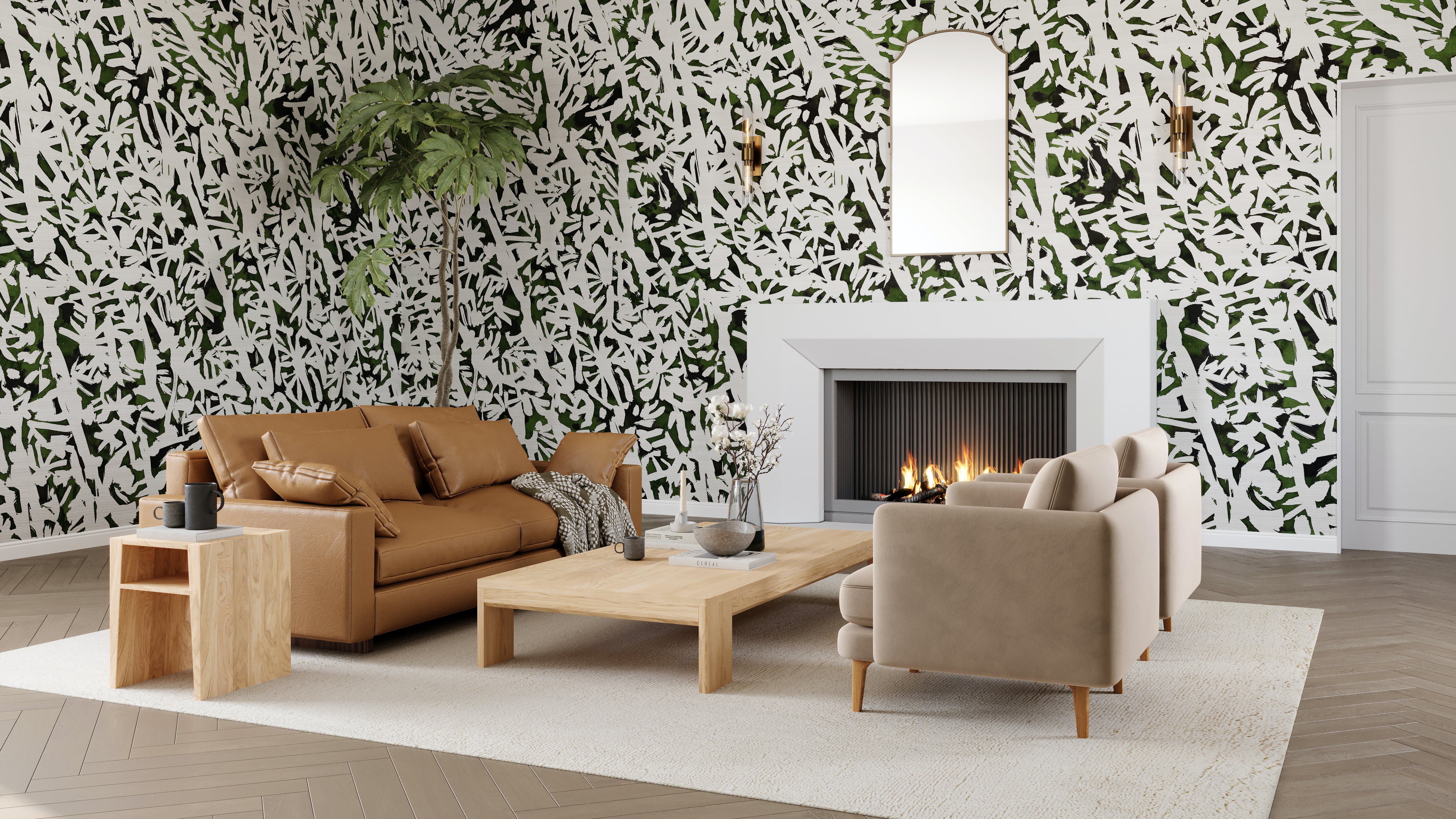Foilage wallcovering in Ivy by Innovations.