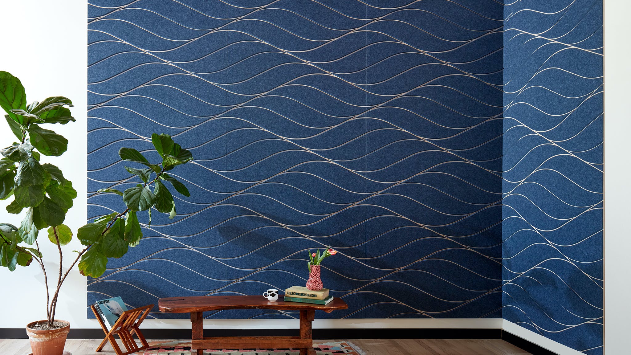 Turf's Wave acoustic panel in indigo.