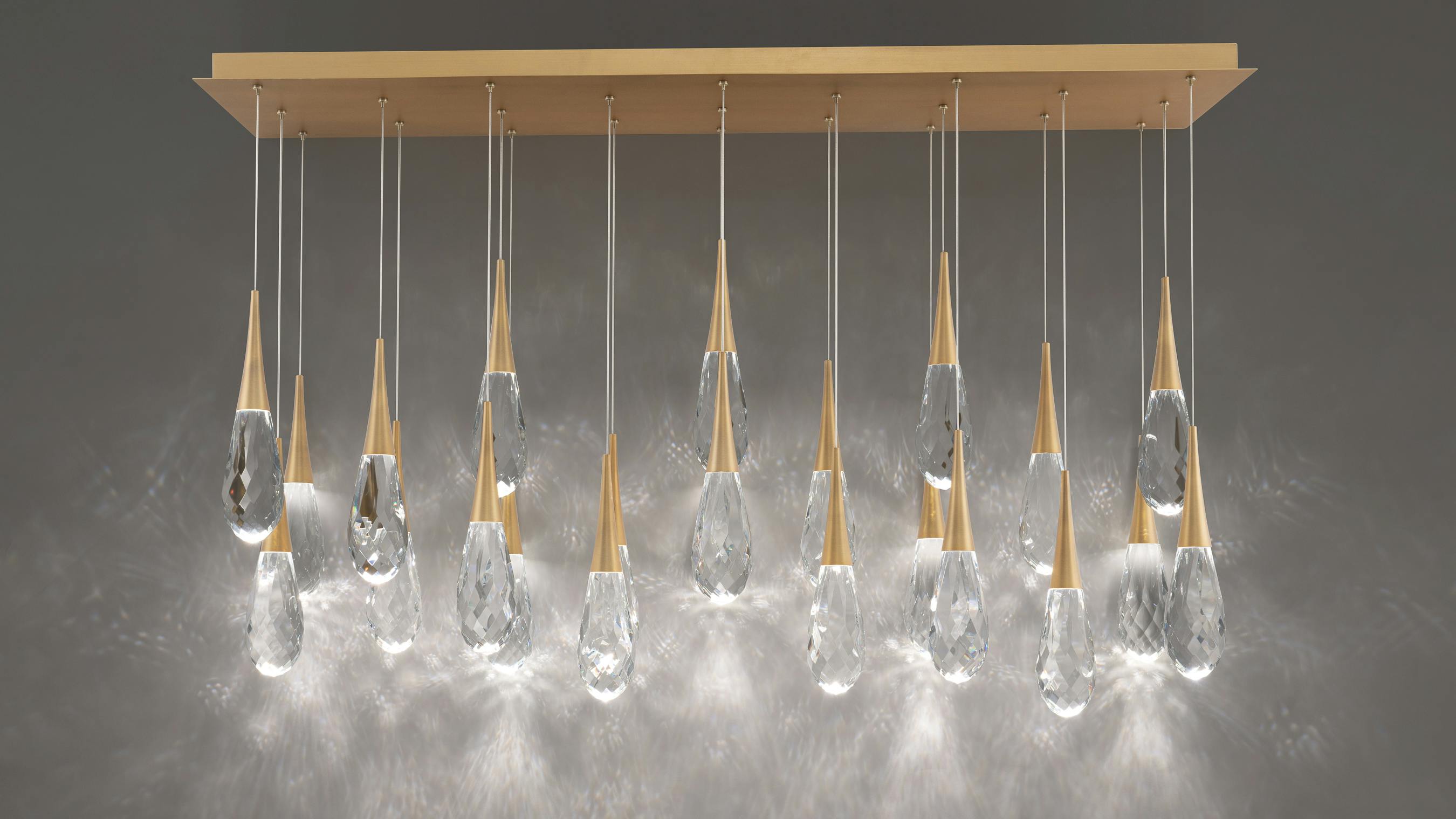 HIBISCUS Multi Light 23 light configuration with an aged brass finish.