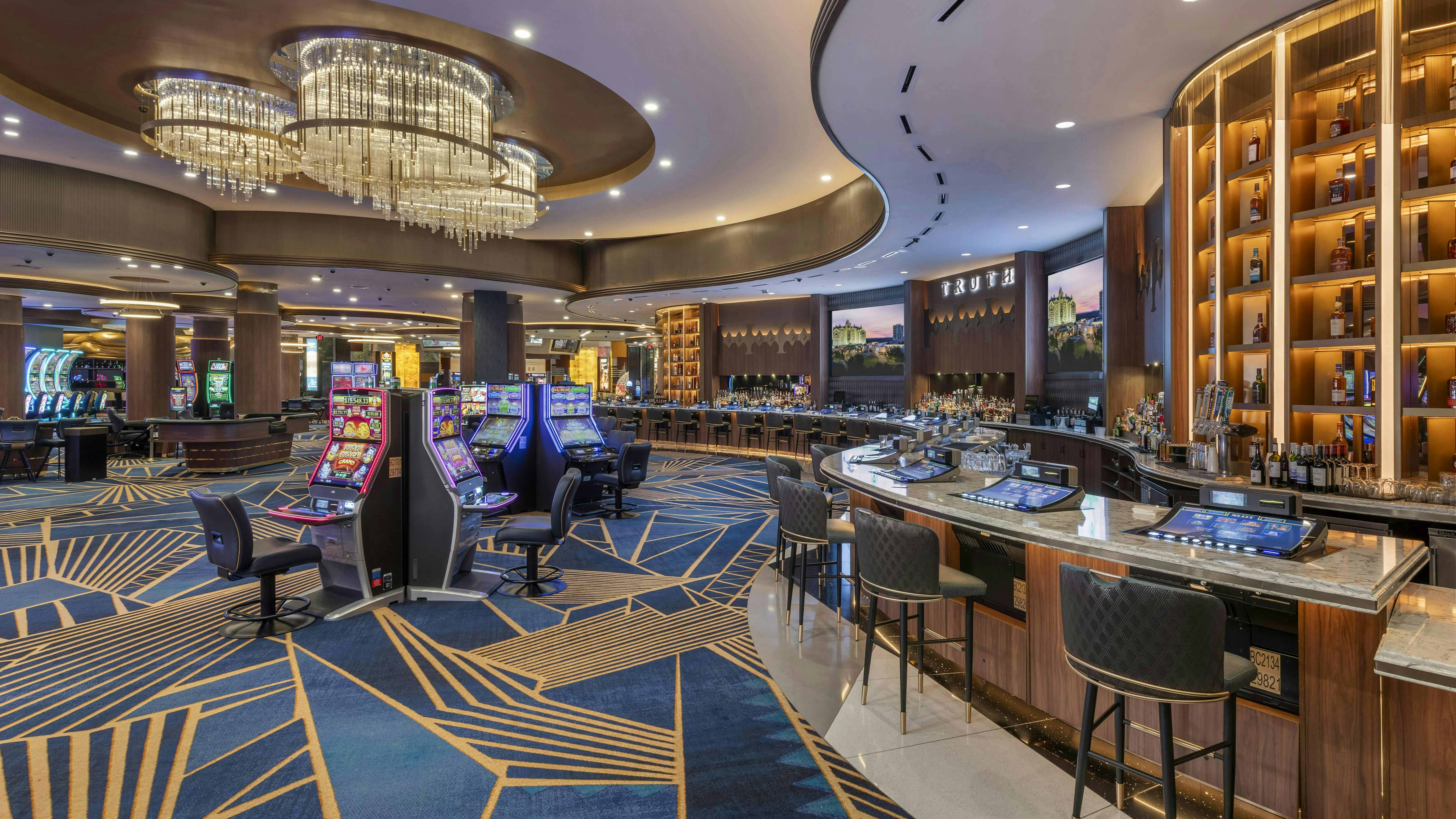 Pequot symbols are interwoven in the geometry of the carpet design at the Woodlands Casino at Foxwoods, honoring Mashantucket Pequot Tribe&rsquo;s history as the owner and operator of the world&rsquo;s largest casino resort in rural Mashantucket, Conn.