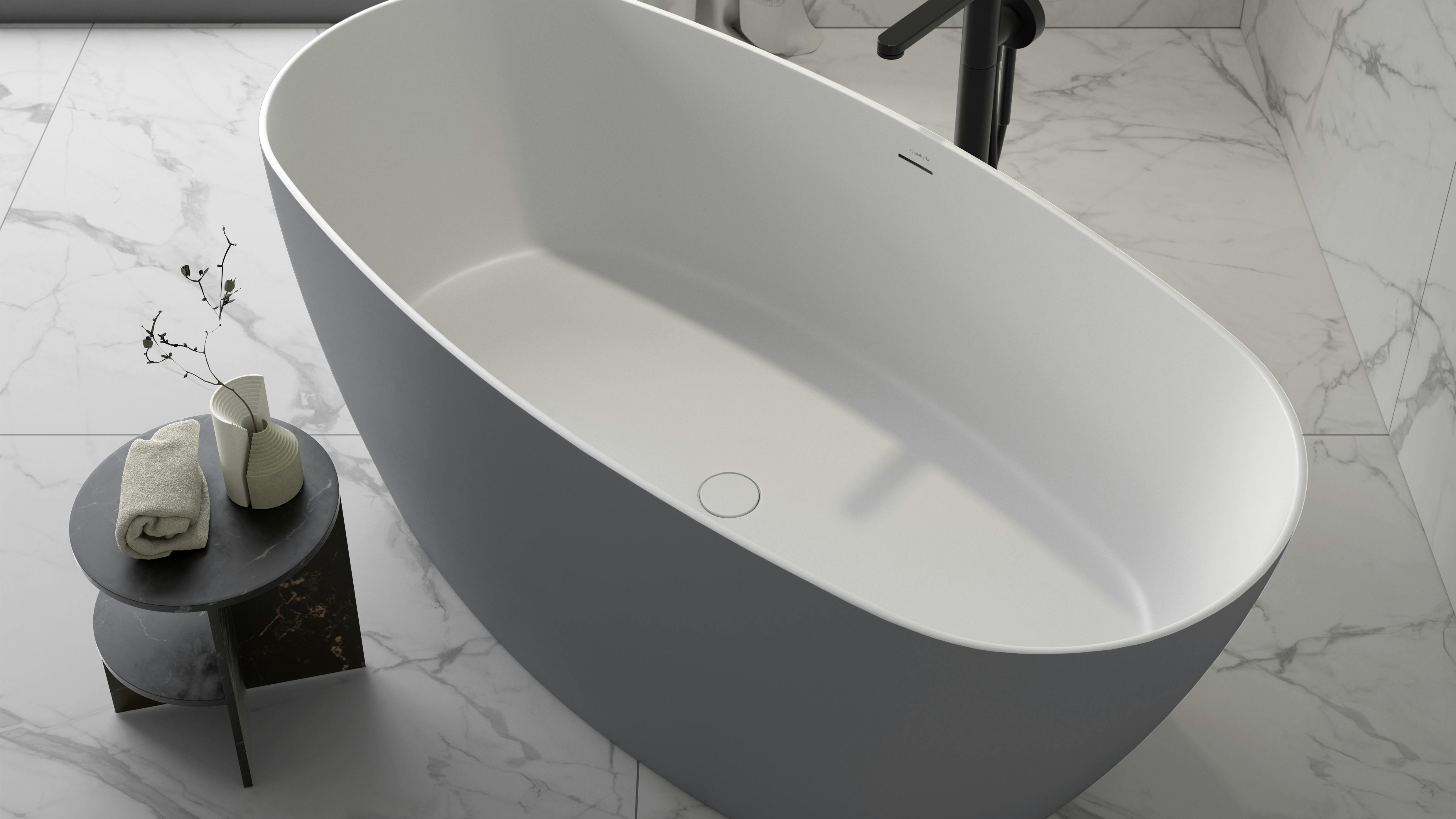 Acquabella's Carezza bathtub in dark grey.