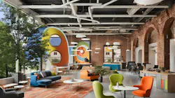 This Midjourney-generated rendering is from an AI Design Charette at SGA. Employees prompted this generative tool to deliver a hypothetical project for a tech company. This Midjourney-generated rendering is from an AI Design Charette at SGA. Employees prompted this generative tool to deliver a hypothetical project for a tech company.