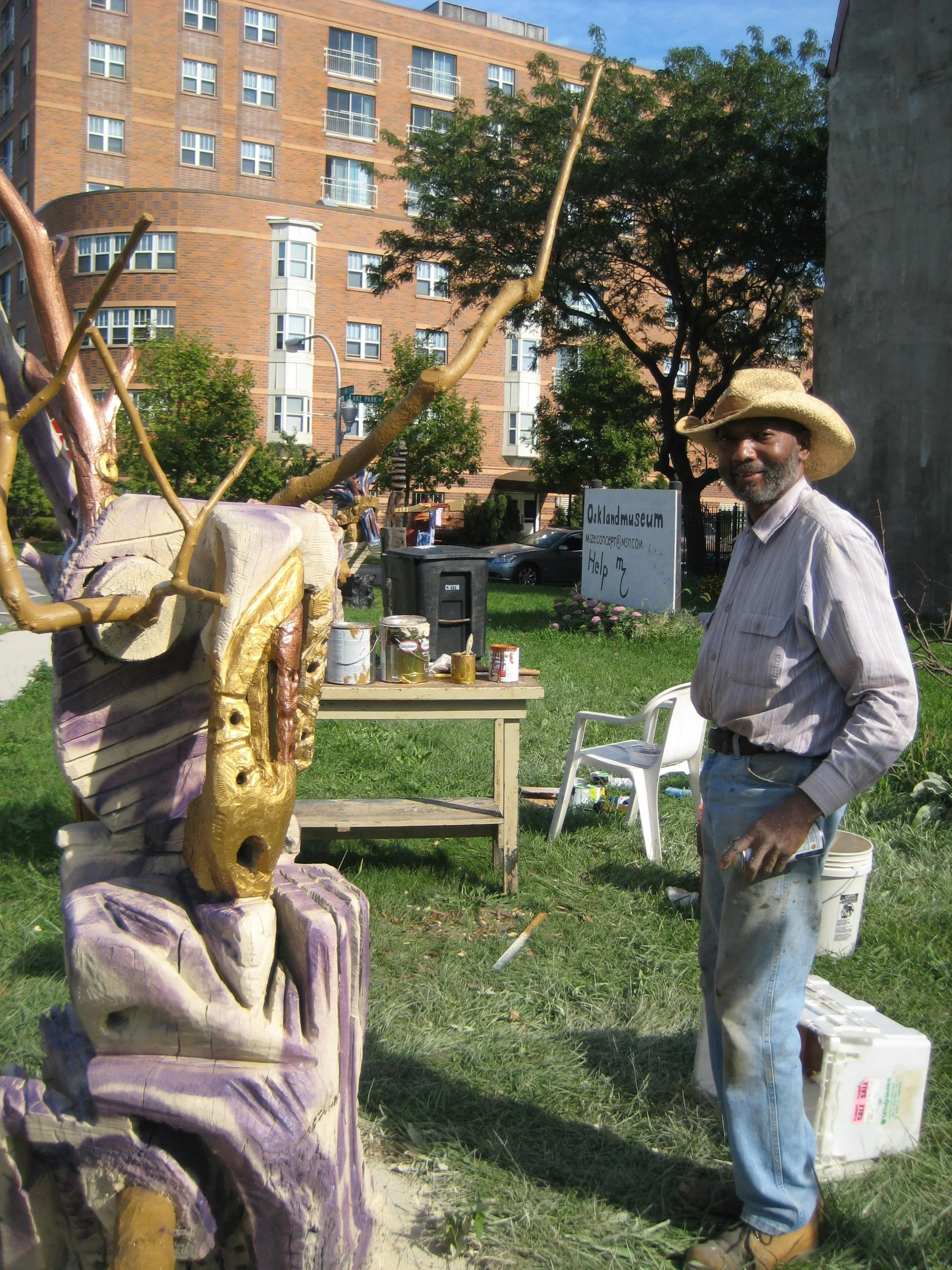 The late self-taught artist and teacher Milton Mizenburg, Jr. working on his sculptures. The late self-taught artist and teacher Milton Mizenburg, Jr. working on his sculptures.