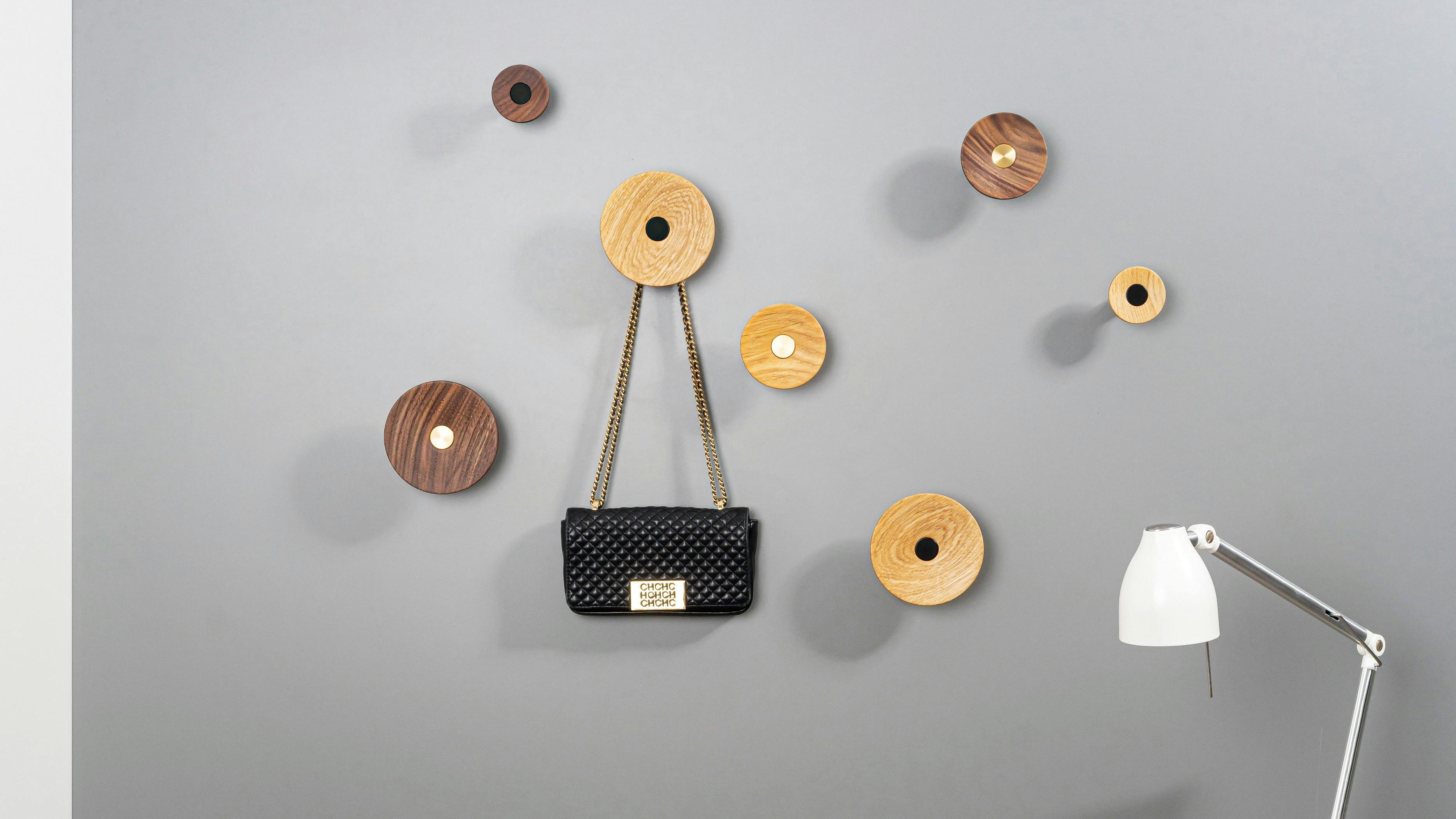 The Zoot round wall hook is available in three sizes.