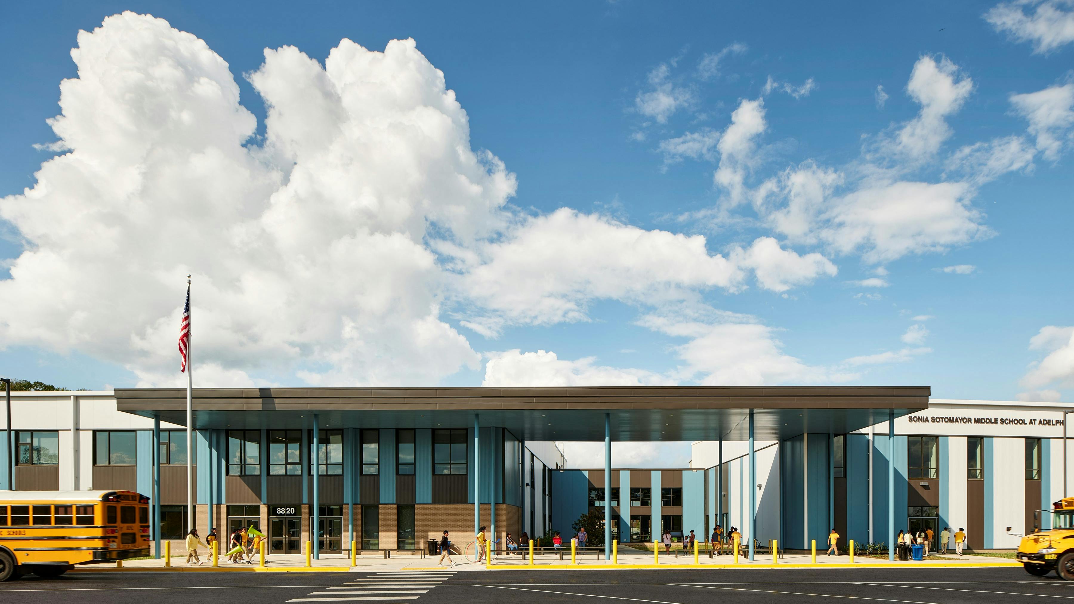 The Sonia Sotomayor Middle School at Adelphi is one of six new schools delivered through a private-public financial model that covers design, construction, and maintenance.