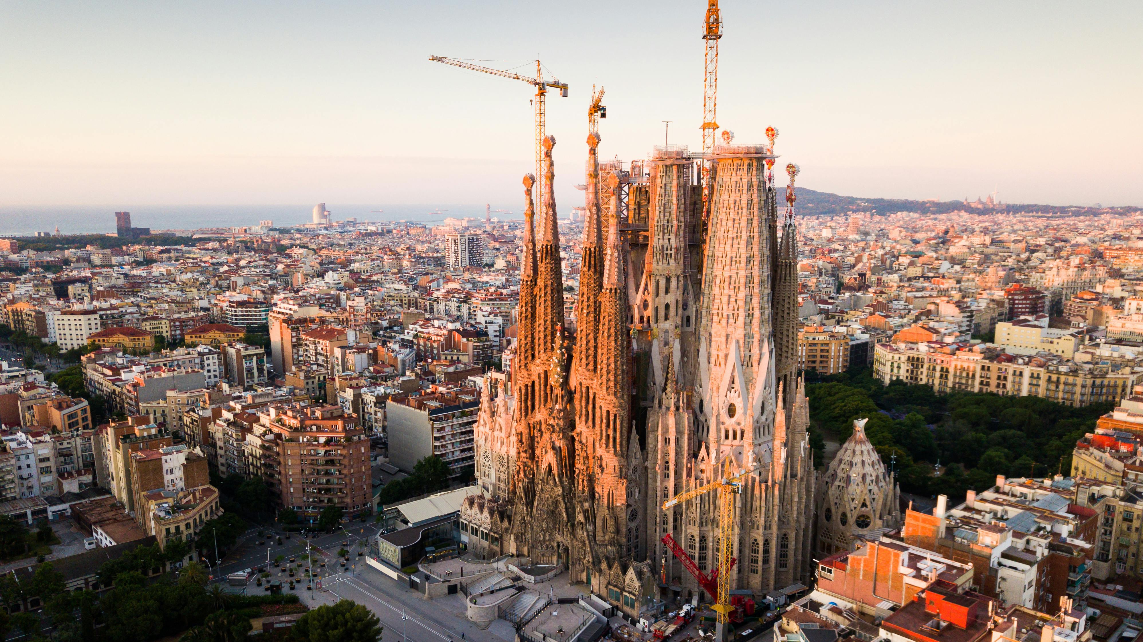 The La Sagrada Familia cathedral in Barcelona, Spain by Antoni Gaudi