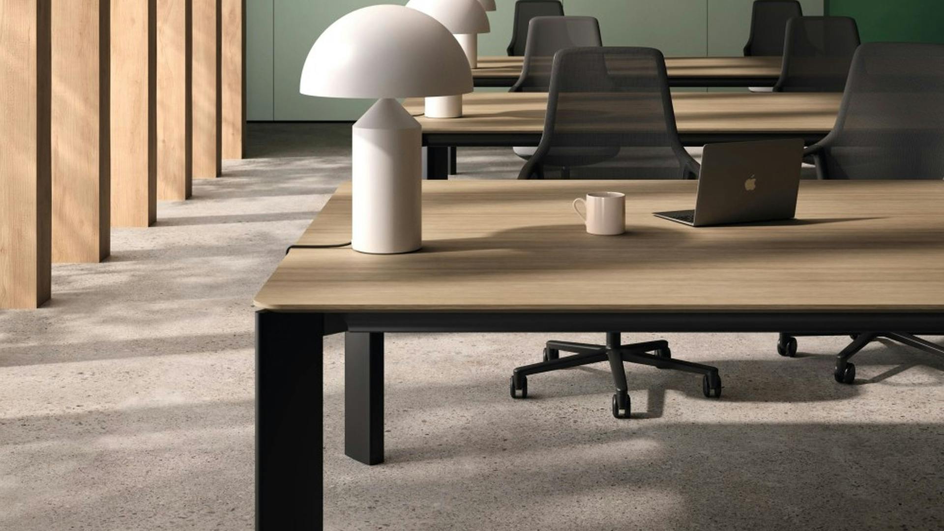 Andreu World Extra Table Conference in oak board top and aluminum delta legs