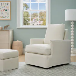 West Elm's Haven Slipcover Glider in white. West Elm's Haven Slipcover Glider in white.
