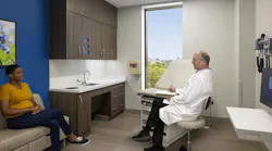 Gary C. Werths Building at Siteman Cancer Center - Patient consult room with doctor and patient Gary C. Werths Building at Siteman Cancer Center - Patient consult room with doctor and patient