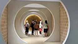 Hotel Cevisama (above and below left) demonstrated the fluidity of spaces designed with ceramic cladding and tile throughout, while taking into account the need for a smooth visual transition—as well as anti-slip texture in the “outdoor” patio. Hotel Cevisama (above and below left) demonstrated the fluidity of spaces designed with ceramic cladding and tile throughout, while taking into account the need for a smooth visual transition—as well as anti-slip texture in the “outdoor” patio.