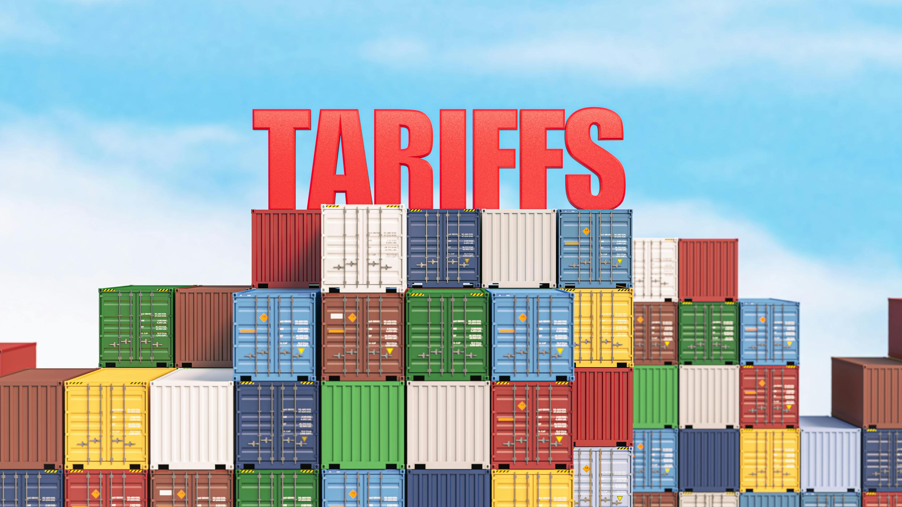 Tariffs 3D illustration shipping containers