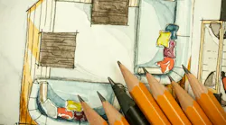 Artist rendering of interior design sketch with watercolor Artist rendering of interior design sketch with watercolor