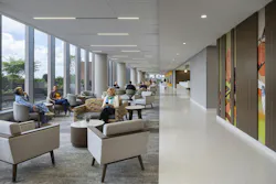 Gary C. Werths Building waiting area and corridor with views to outdoors and wall art Gary C. Werths Building waiting area and corridor with views to outdoors and wall art