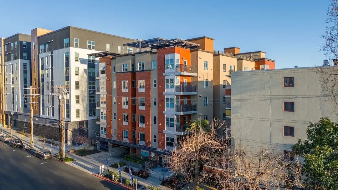 Exterior view of the Berkeley Building, originally constructed as apartments in 2015 and later converted into student housing within two months.