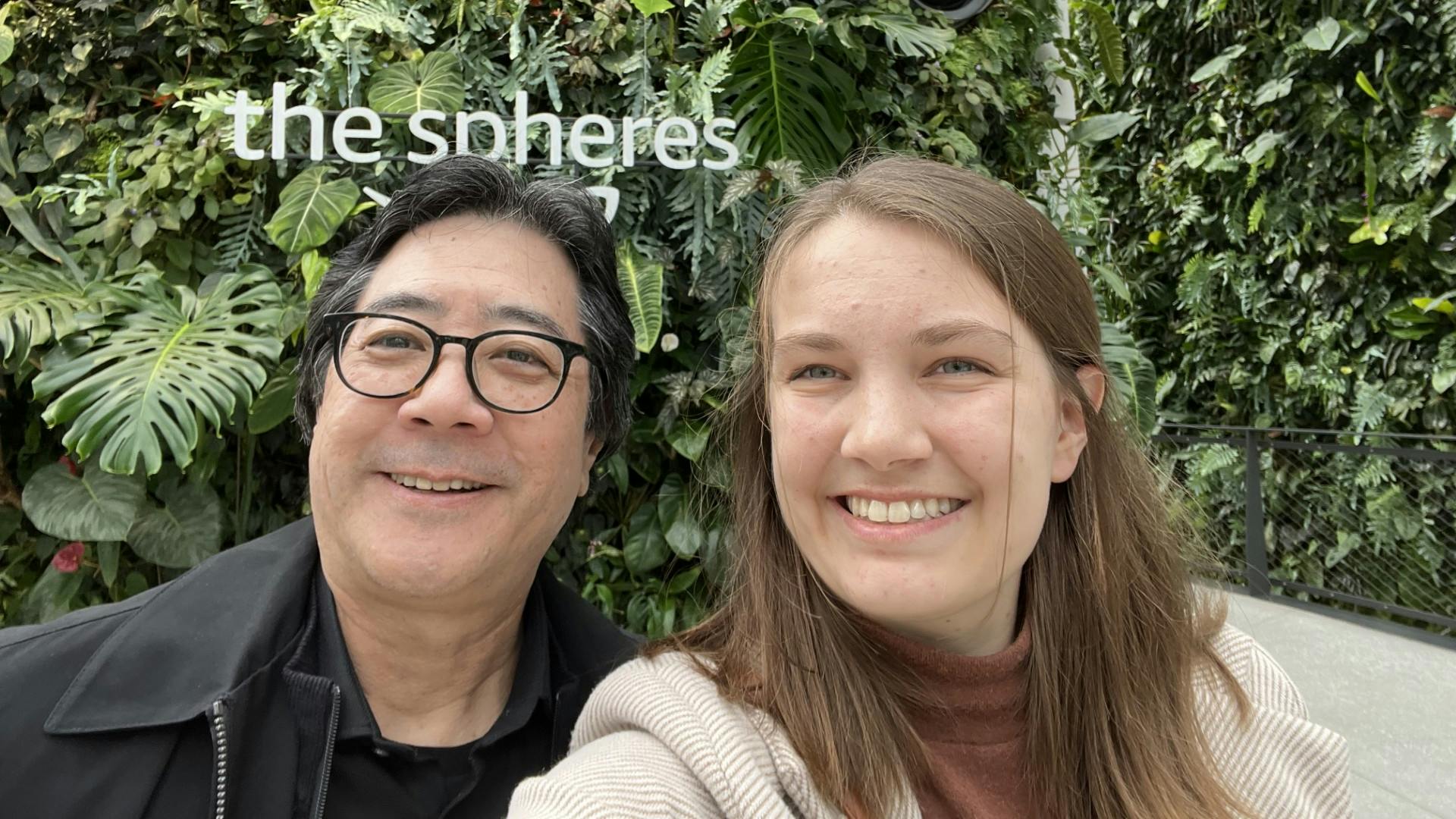 David Kutsunai and Jenna Morrison visit The Spheres.