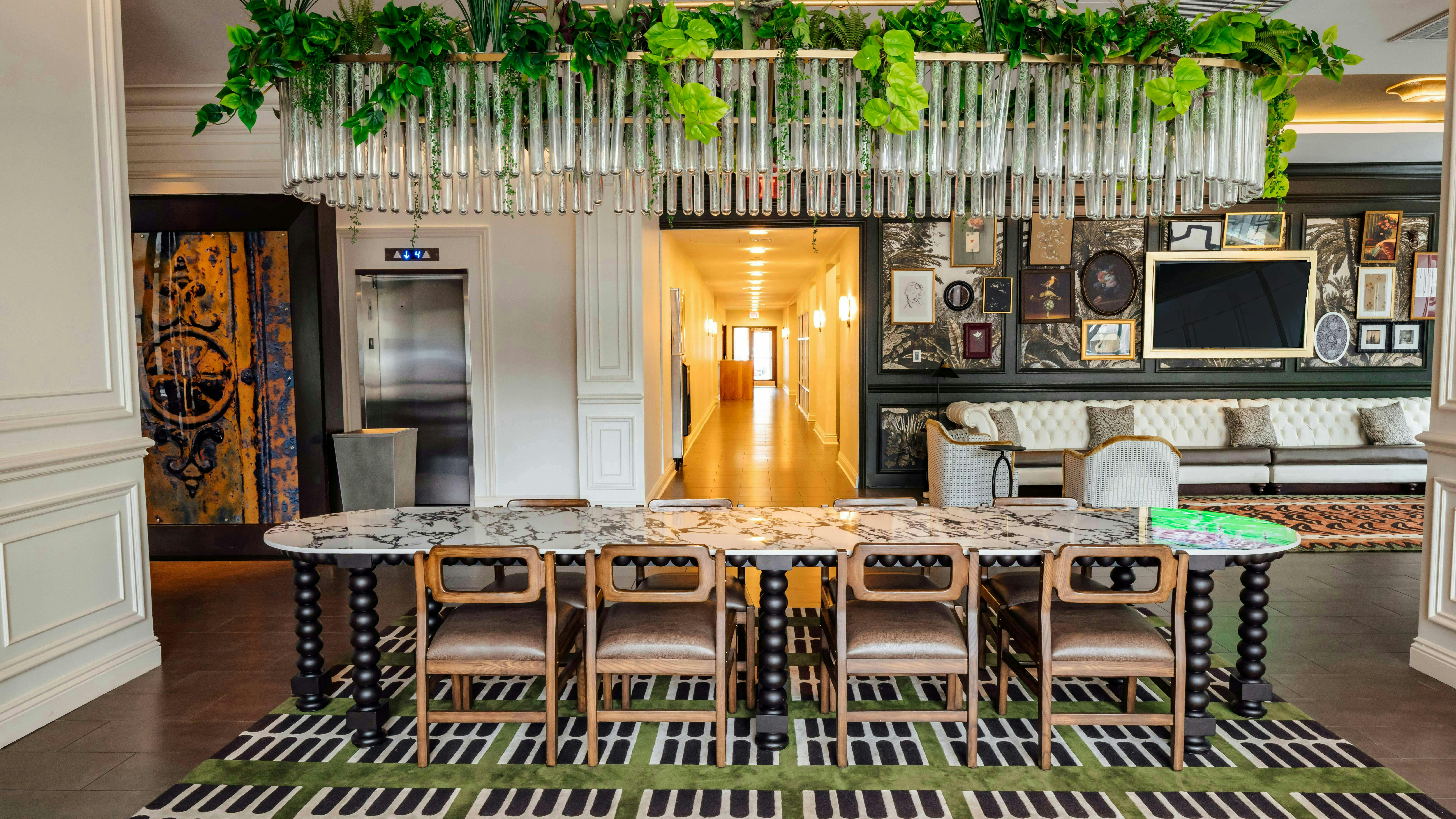 Hotel Tonnelle captures the lively spirit of New Orleans with its lush colors and locally sourced furnishings, artistic decor, and tile elements.