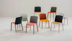 Multiple modern minimalist-style stackable chairs with different seat and back colors, leg styles, and and heights available. Multiple modern minimalist-style stackable chairs with different seat and back colors, leg styles, and and heights available.