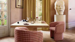 Kirkby Design's Heir Collection shown in the Tarot pattern and Lynchee colorway. Kirkby Design's Heir Collection shown in the Tarot pattern and Lynchee colorway.