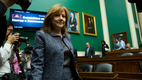GM CEO Mary Barra prepares to testify on Capitol Hill in April 2014