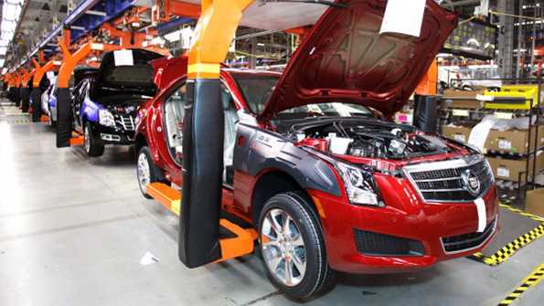 2013 Cadillac ATSs roll through the GM Lansing Grand River assembly plant