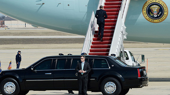 President Barack Obama boards Air Force One in Washington DC