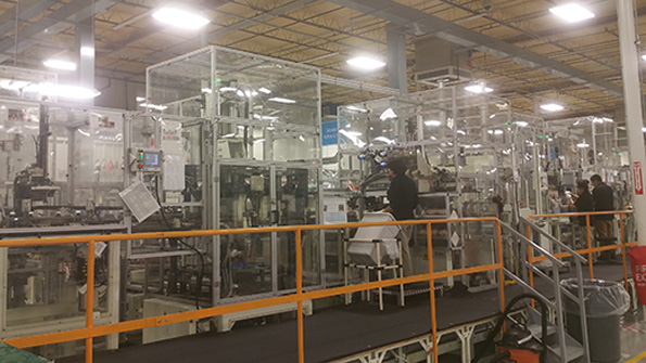 The HEV engine inspection line inside the Toshiba plant in Houston Texas