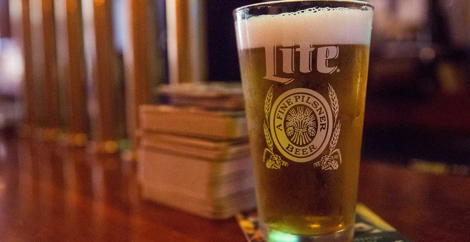 glass of Miller Lite beer