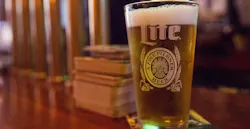 glass of Miller Lite beer glass of Miller Lite beer