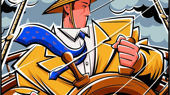 exec steering ship in storm