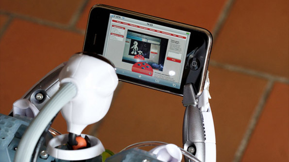 Robot holding iPhone