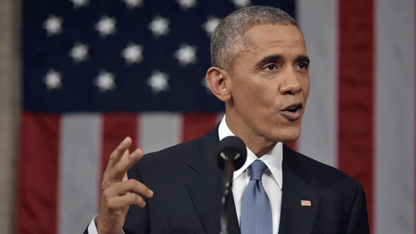 President Obama delivering the 2015 State of the Union