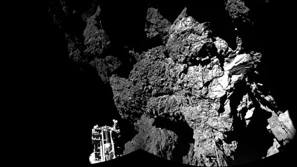 The comet39s surface as seen from the Philae lander