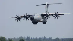 An Airbus A400M prepares to land An Airbus A400M prepares to land