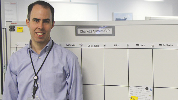 James Felsted commercial plant manager at Bosch Rexroth39s Charlotte NC plant captures ideas from its Shark Tank program on a System CIP board