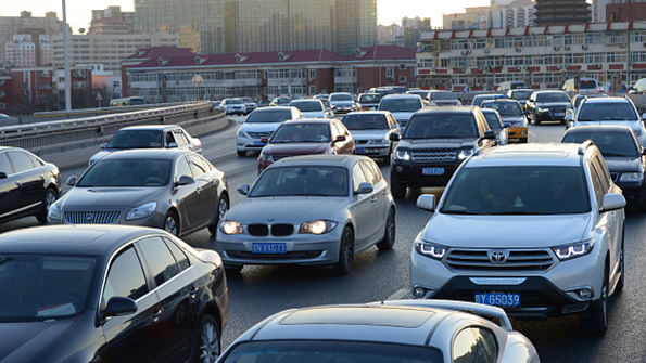 Chinese drivers are jammed in traffic on Christmas Eve