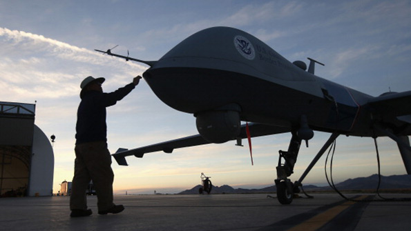 Maintenence personel check a Predator drone