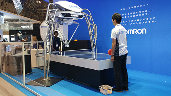 Omron displays its pingpongplaying robot at CEATEC 2015