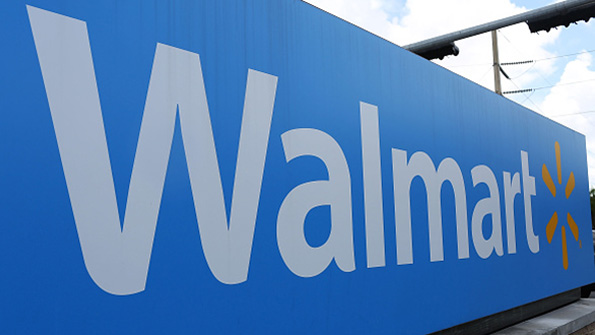 The Walmart wordmark on a sign