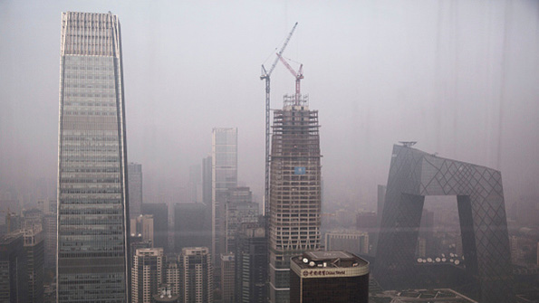 Pollution over the Beijing Business District