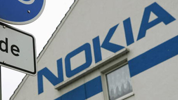 Nokia wordmark outsidea a Finnish factory