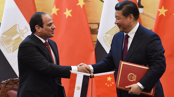 Egyptian President Abdal Fattah alSisi shown here shaking hands with Chinese president Xi Jiping visited China last year in the hope of securing investment deals