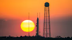 The Orbital Antares rocket prepared for its doomed launch October 2014 The Orbital Antares rocket prepared for its doomed launch October 2014