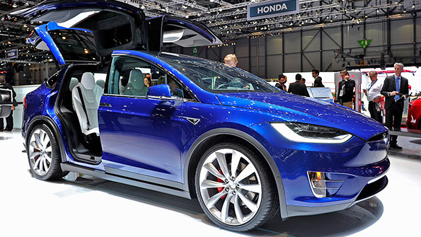 A Tesla Model X at the 2016 Geneva Motor Show