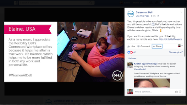 The Careers at Dell Facebook page Employees are encouraged to post and tweet their own workfriendly stories with the tags iwork4dell and lifeatdell