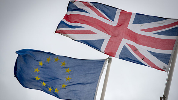 Flags of the European Union and the United Kingdom