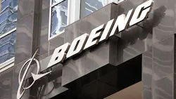 The Boeing logo and wordmark on the corporate offices in Chicago The Boeing logo and wordmark on the corporate offices in Chicago
