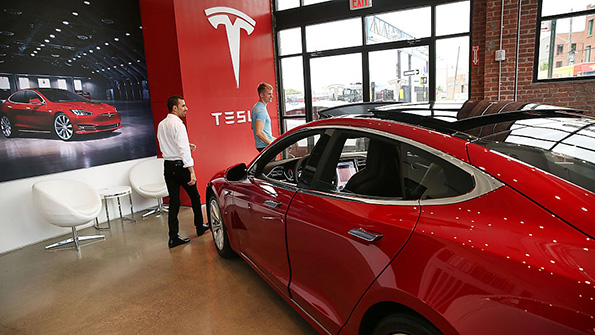 A Tesla showroom in Brooklyn New York