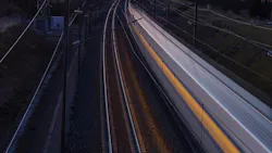 An Alstom train rides the rails An Alstom train rides the rails
